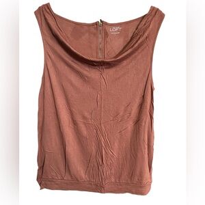 LOFT Terracotta Sleeveless Drape Neckline Blouse- NWOT L